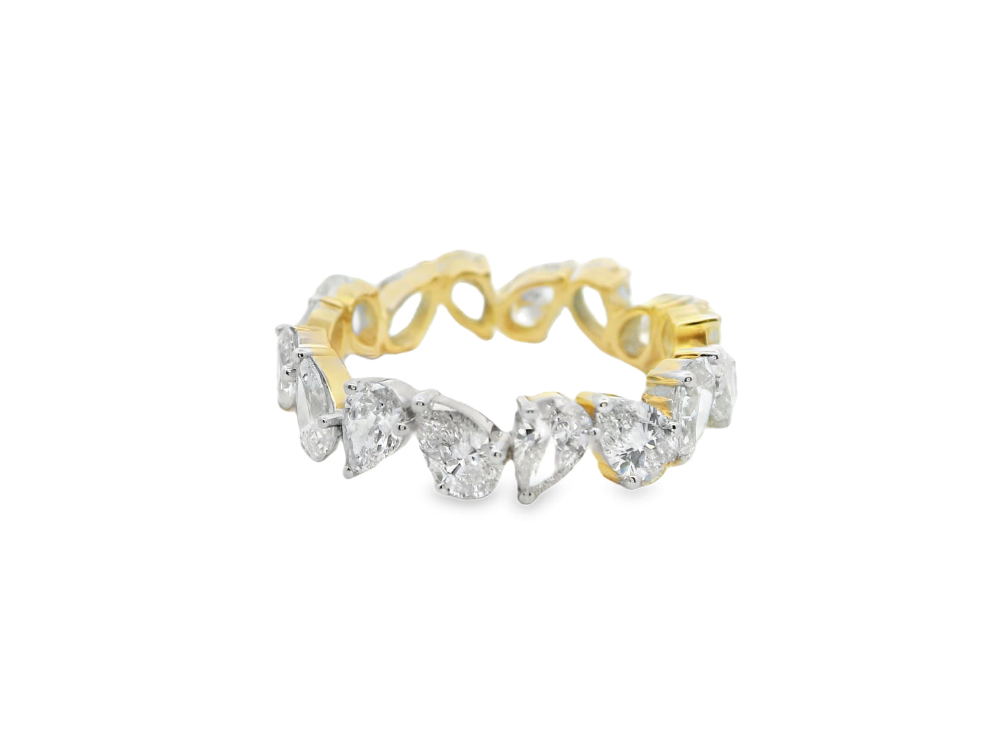 Tilted Pear-Cut Diamond Wedding Band