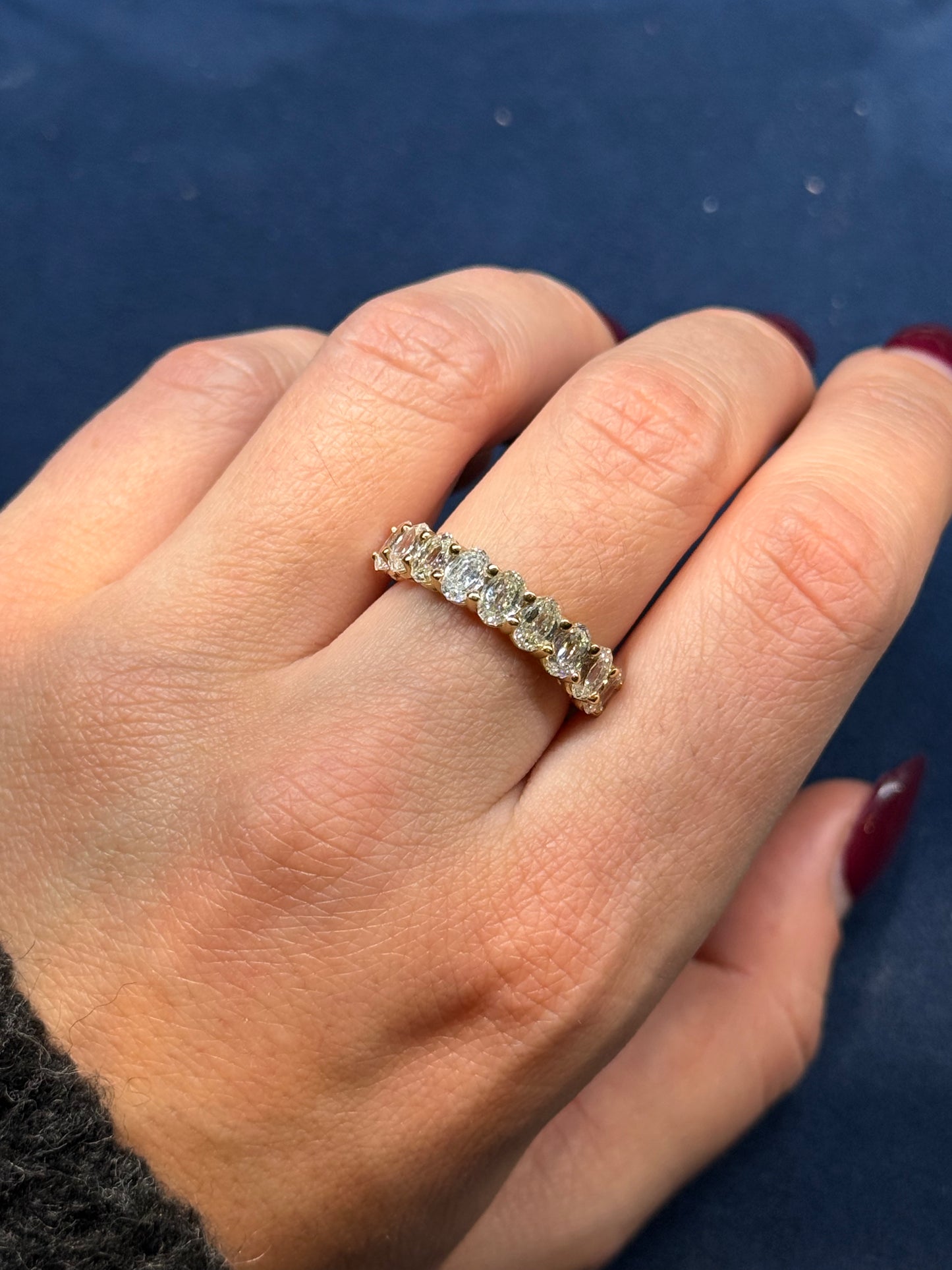 Oval Cut Diamond Half Eternity Wedding Band