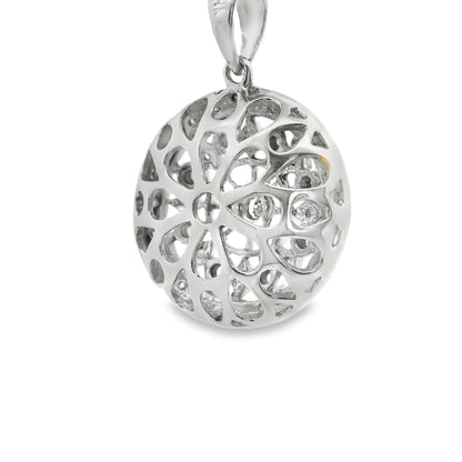 Vintage Art Deco Sun Pendant Necklace in 14K White Gold