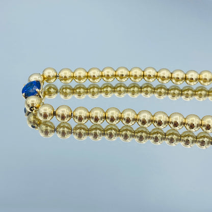 Sapphire and Yellow Gold Bead Bracelet - L and L Jewelry