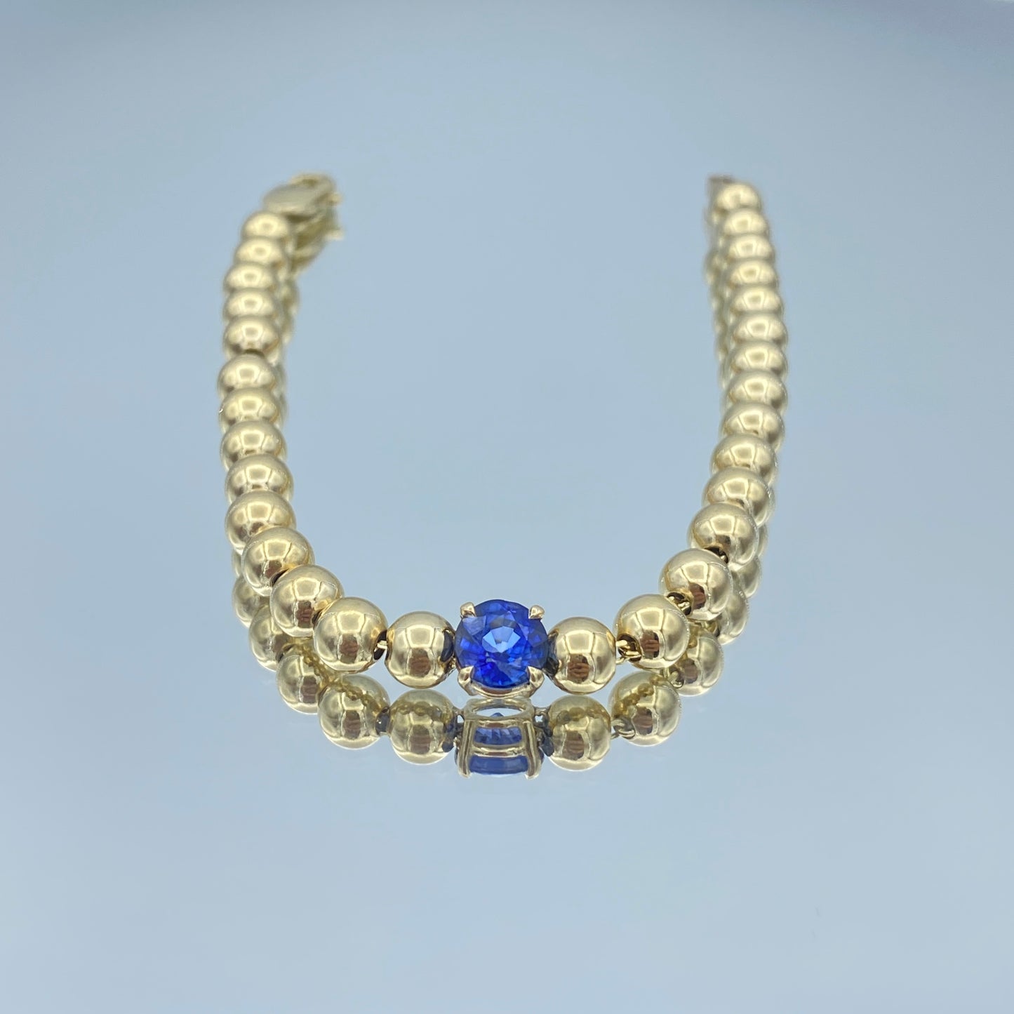 Sapphire and Yellow Gold Bead Bracelet - L and L Jewelry