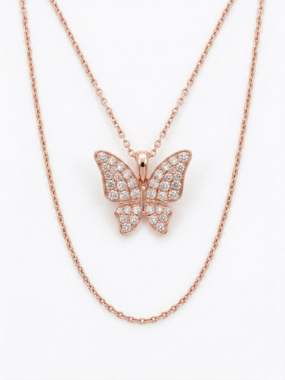 Butterfly Diamond Pendant in 14K Rose Gold