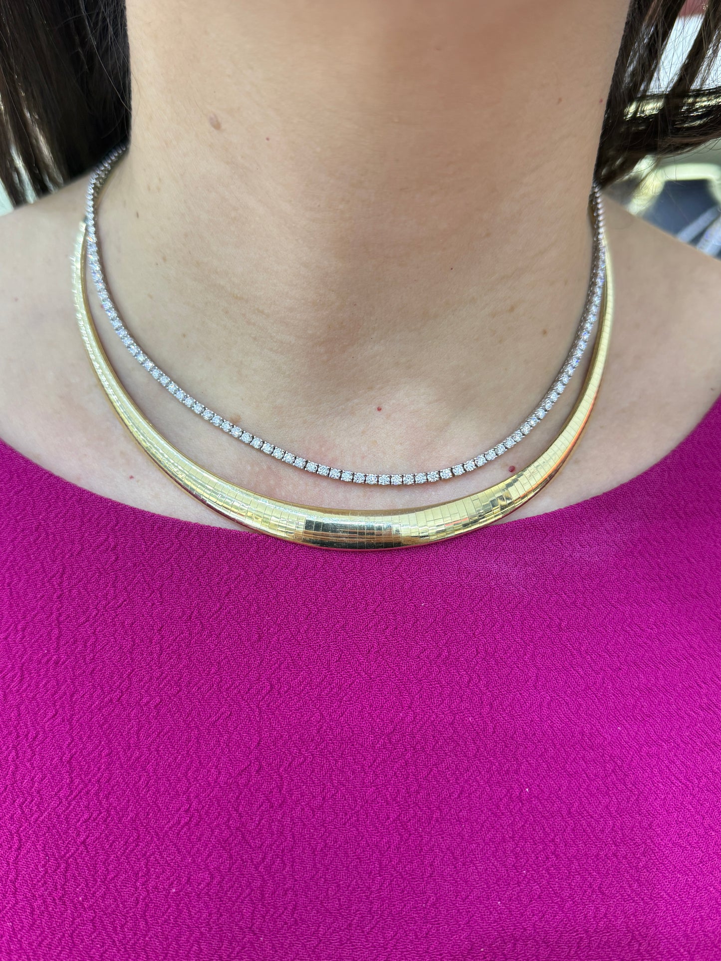 Omega Necklace in 14K and 18K Yellow Gold
