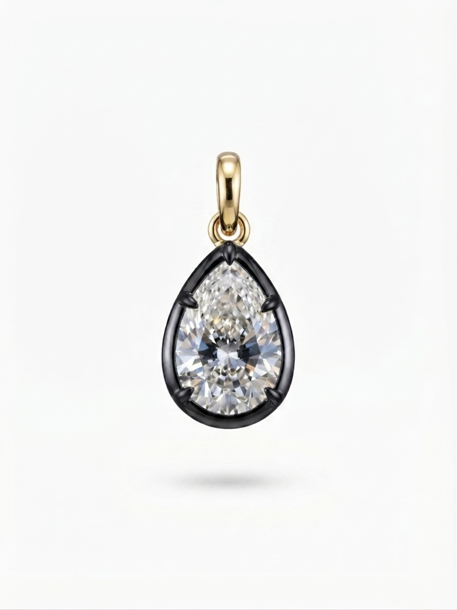 Diamond Bezel Pendant in 18K Gold & Platinum