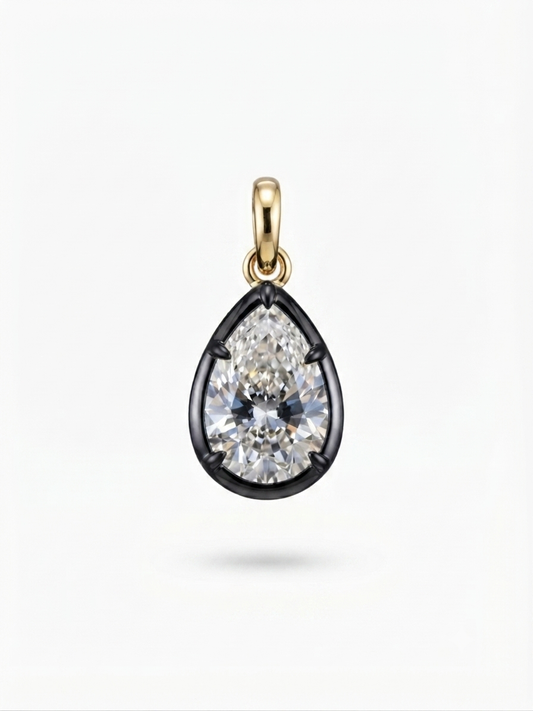 Diamond Bezel Pendant in 18K Gold & Platinum