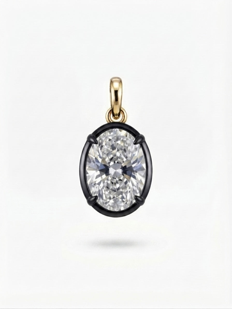 Diamond Bezel Pendant in 18K Gold & Platinum