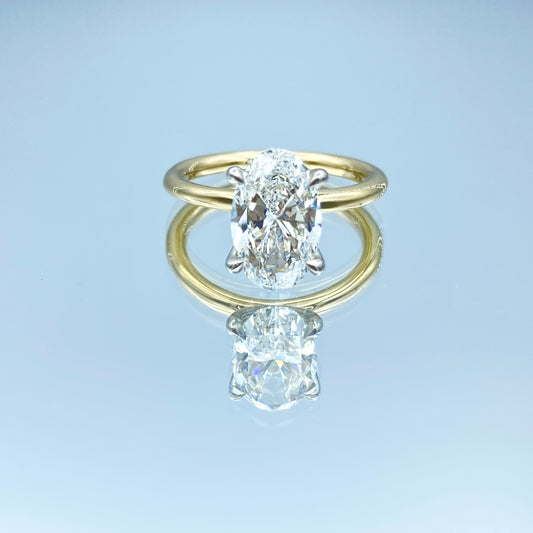 Oval-Cut Diamond Engagement Ring in 14K Yellow Gold - L and L Jewelry