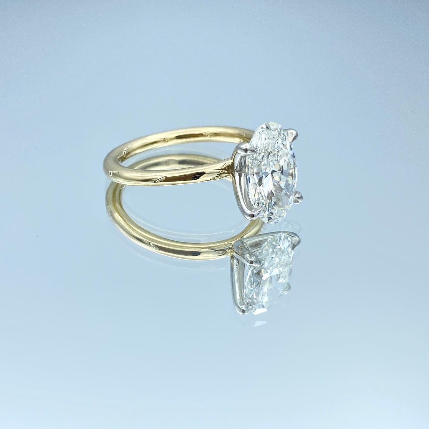 Oval-Cut Diamond Engagement Ring in 14K Yellow Gold - L and L Jewelry