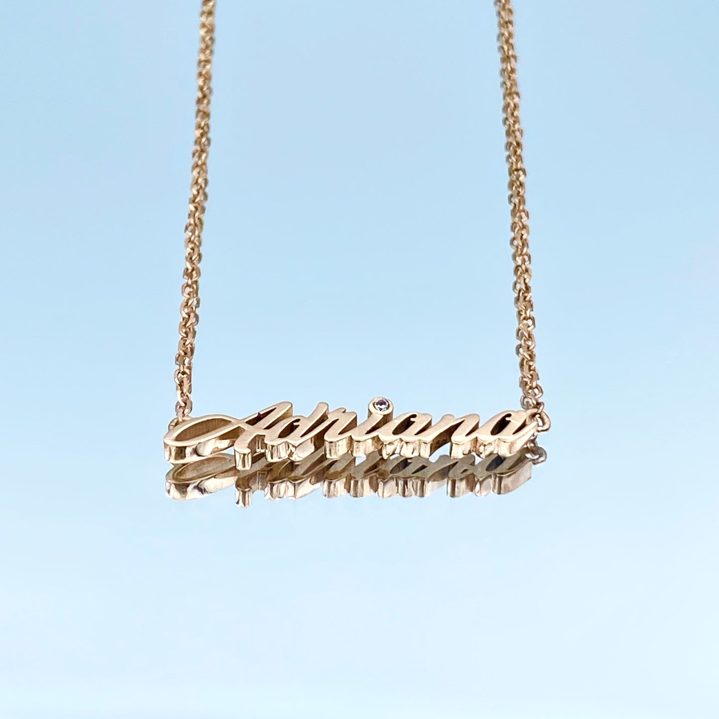 Script Name Necklace with a Diamond in 14K Rose Gold - L and L Jewelry