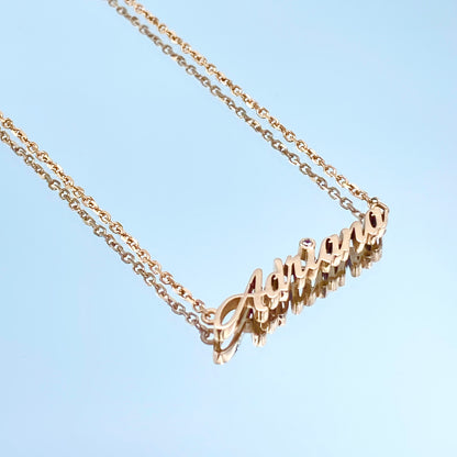 Script Name Necklace with a Diamond in 14K Rose Gold - L and L Jewelry