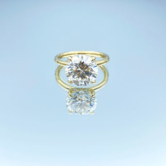 Hidden Halo Diamond Engagement Ring in 14K Yellow Gold - L and L Jewelry