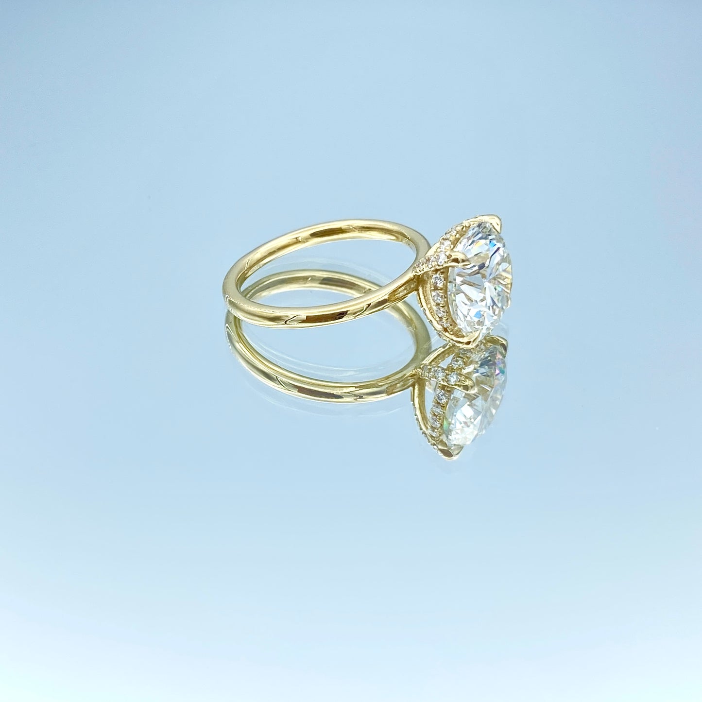Hidden Halo Diamond Engagement Ring in 14K Yellow Gold - L and L Jewelry