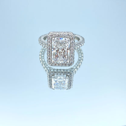 Radiant-Cut Diamond Halo Engagement Ring in Platinum - L and L Jewelry