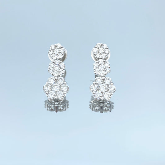 Floral Diamond Drop Earrings in 18K White Gold - L and L Jewelry