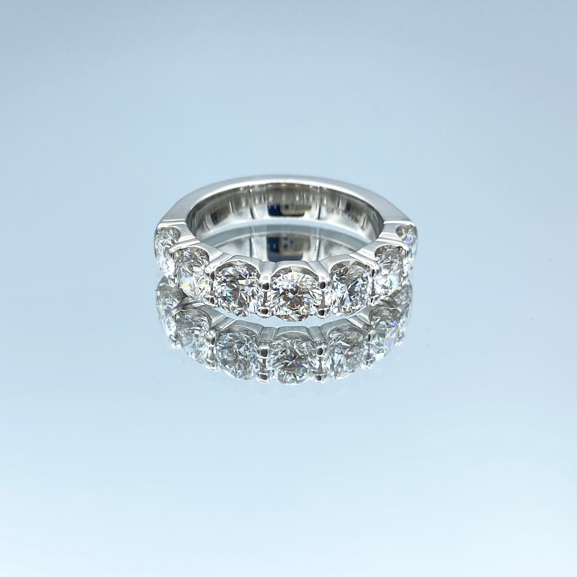 Seven Stone Round Brilliant-Cut Diamond Wedding Ring in 14K White Gold - L and L Jewelry