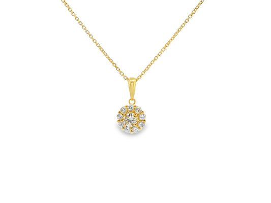 Round Brilliant Cut Diamond Pendant with Halo in 14K Yellow Gold
