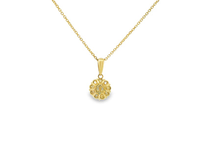 Round Brilliant Cut Diamond Pendant with Halo in 14K Yellow Gold
