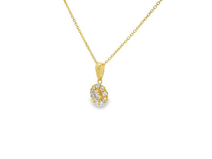 Round Brilliant Cut Diamond Pendant with Halo in 14K Yellow Gold