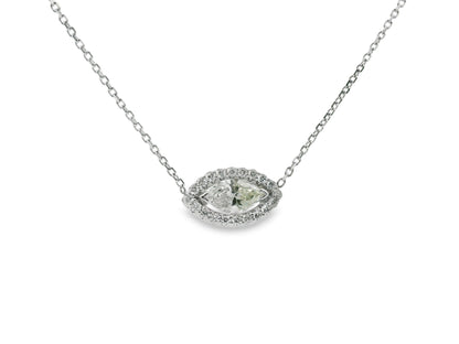 Evil Eye Diamond Pendant Necklace in 14K White Gold