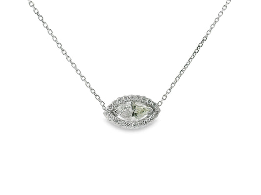 Evil Eye Diamond Pendant Necklace in 14K White Gold