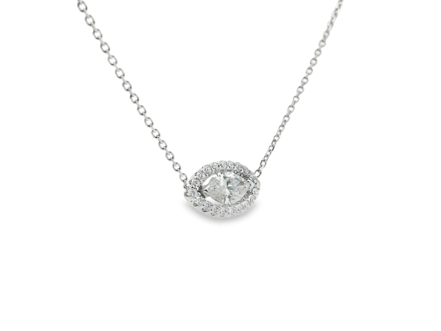 Evil Eye Diamond Pendant Necklace in 14K White Gold