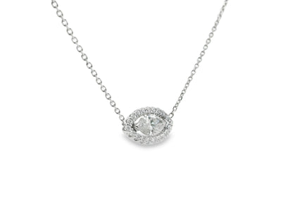 Evil Eye Diamond Pendant Necklace in 14K White Gold