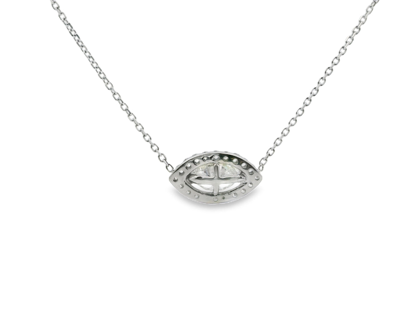 Evil Eye Diamond Pendant Necklace in 14K White Gold