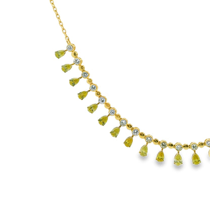 Pear Cut Yellow Diamond Necklace in 14K Yellow Gold