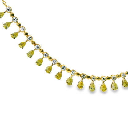 Pear Cut Yellow Diamond Necklace in 14K Yellow Gold
