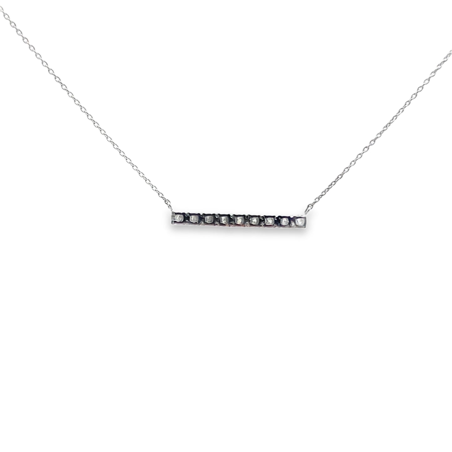 Diamond Bar Line Necklace in 14K White Gold