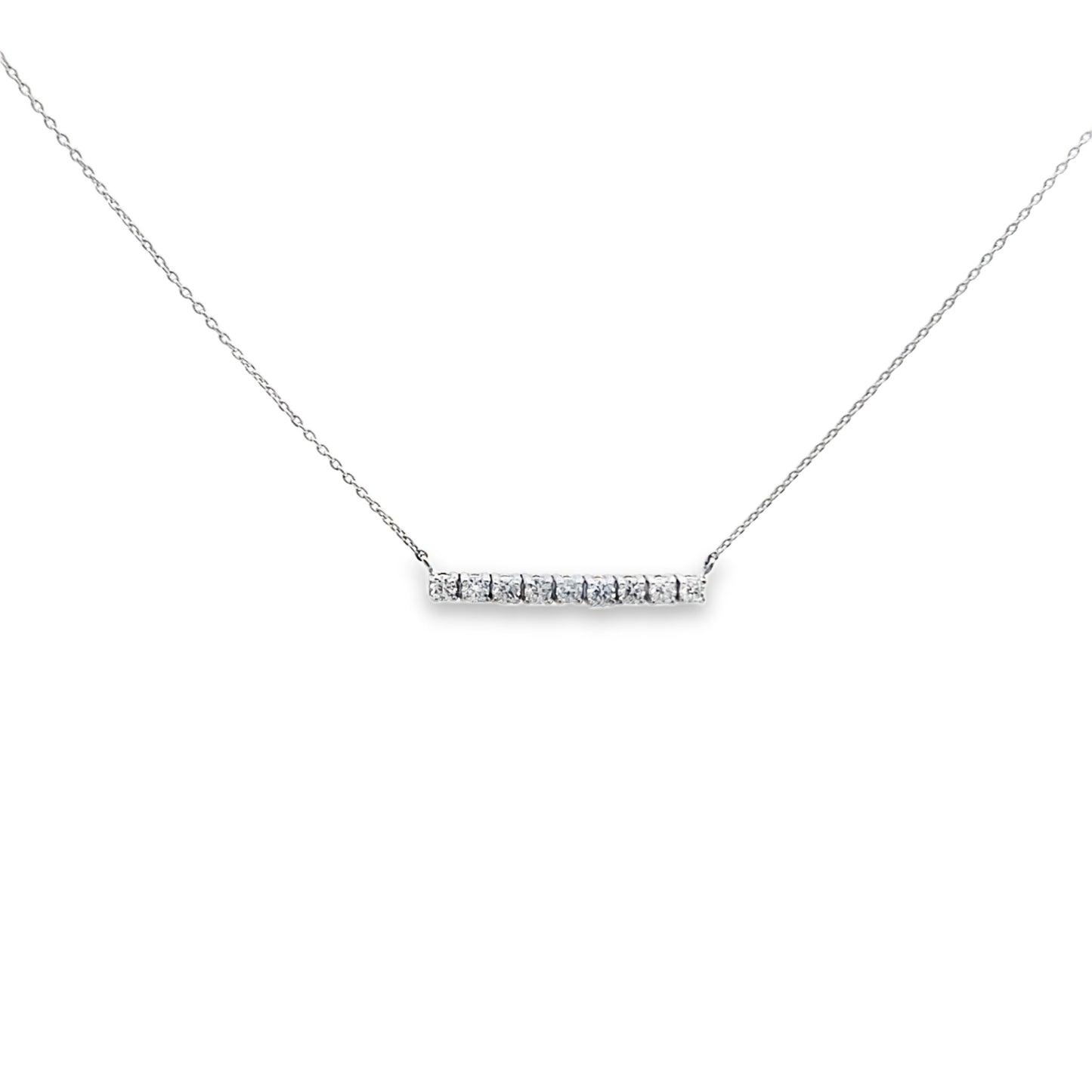 Diamond Bar Line Necklace in 14K White Gold
