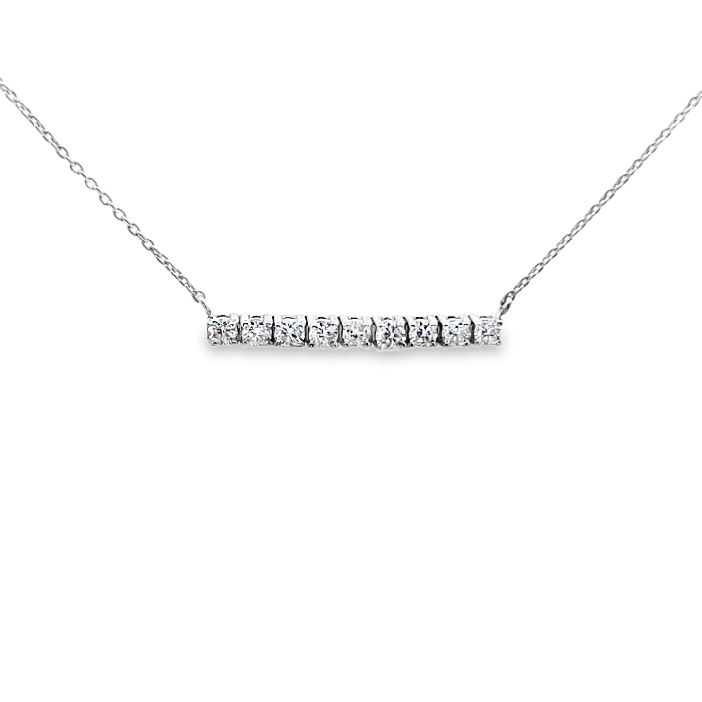 Diamond Bar Line Necklace in 14K White Gold