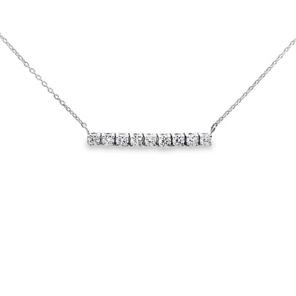 Diamond Bar Line Necklace in 14K White Gold