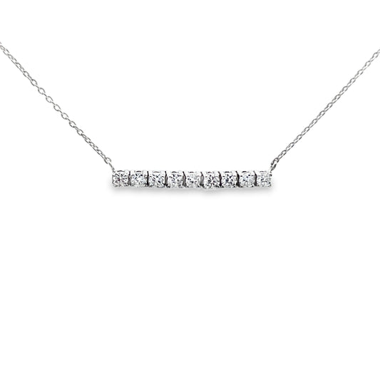 Diamond Bar Line Necklace in 14K White Gold