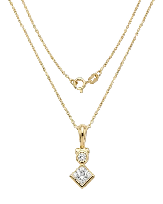 Princess-Cut Diamond Pendant in 14K Yellow Gold