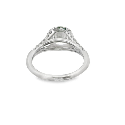 Split Shank Halo Round-Cut Diamond Engagement Ring in Platinum