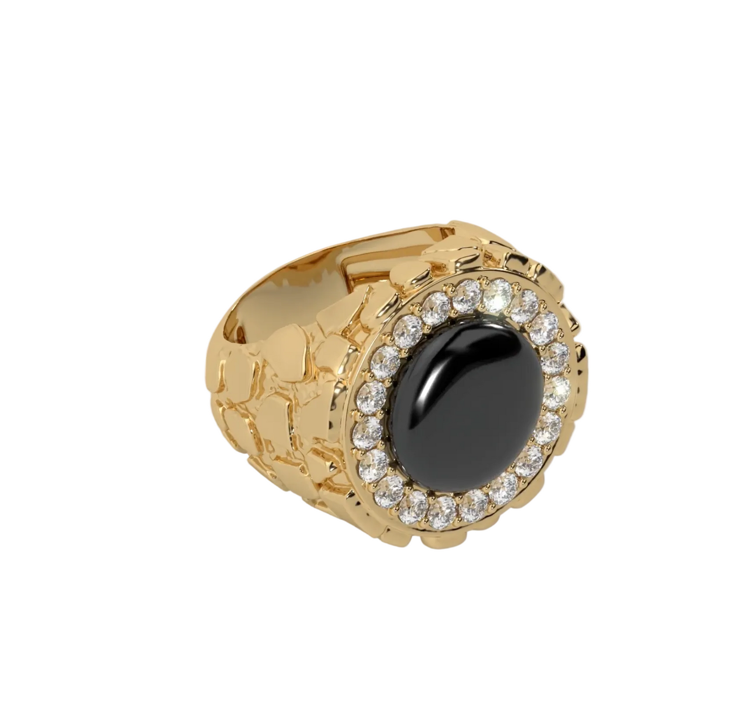 Men's Black Onyx and Diamond Nugget Ring