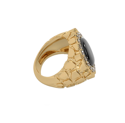 Men's Black Onyx and Diamond Nugget Ring