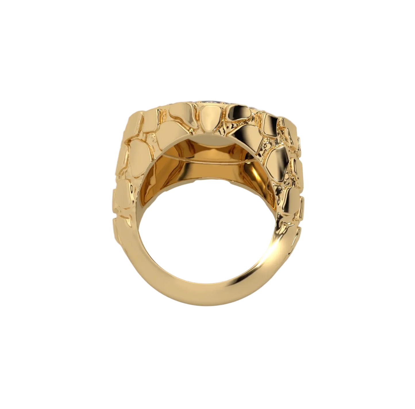 Men's Black Onyx and Diamond Nugget Ring