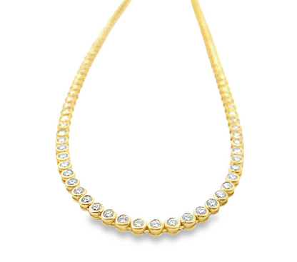 Round-Cut Diamond Bezel Tennis Necklace in 14K Gold