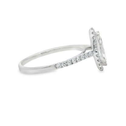 Marquise-Cut with Halo Diamond Engagement Ring in 14K White Gold
