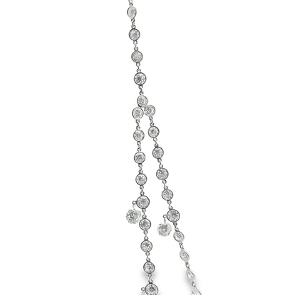 Multi Row Bezel and Floating Diamond Necklace