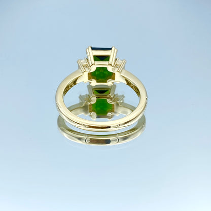 Green Tourmaline and Diamond Ring in 14K Yellow Gold - L and L Jewelry