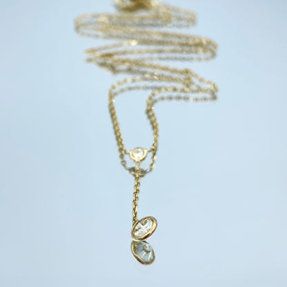 Round-Cut Diamond Lariat Necklace in 14K Yellow Gold - L and L Jewelry