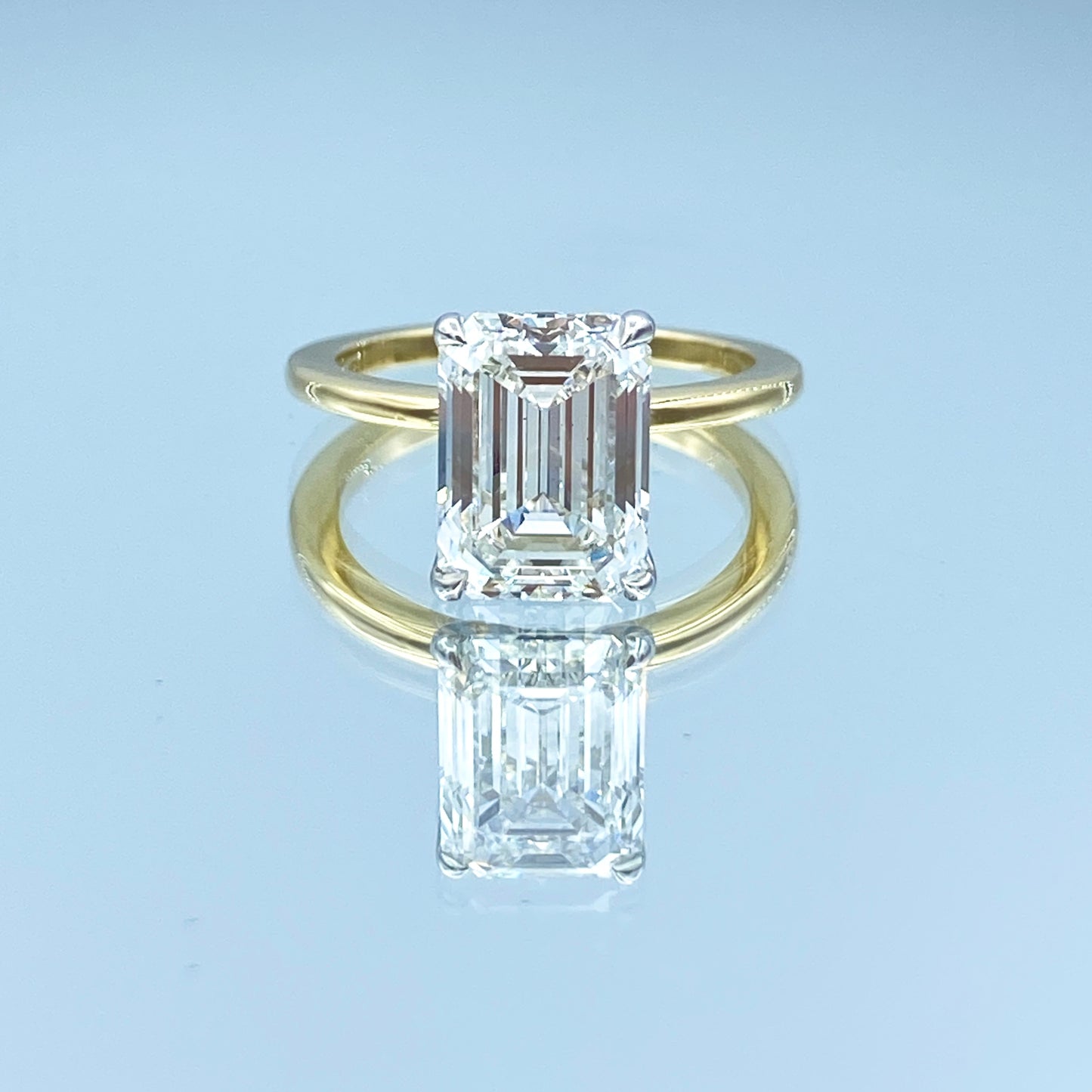 Solitaire Emerald-Cut Diamond Engagement Ring in 14K Yellow Gold - L and L Jewelry