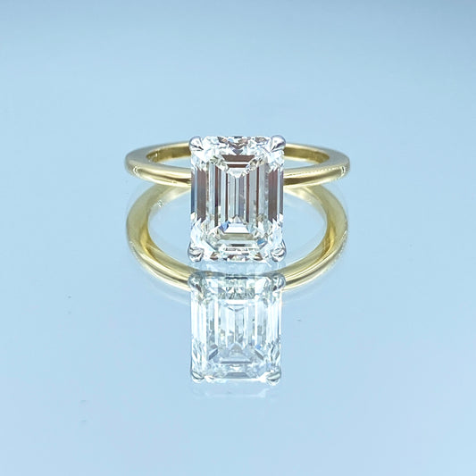 Solitaire Emerald-Cut Diamond Engagement Ring in 14K Yellow Gold - L and L Jewelry