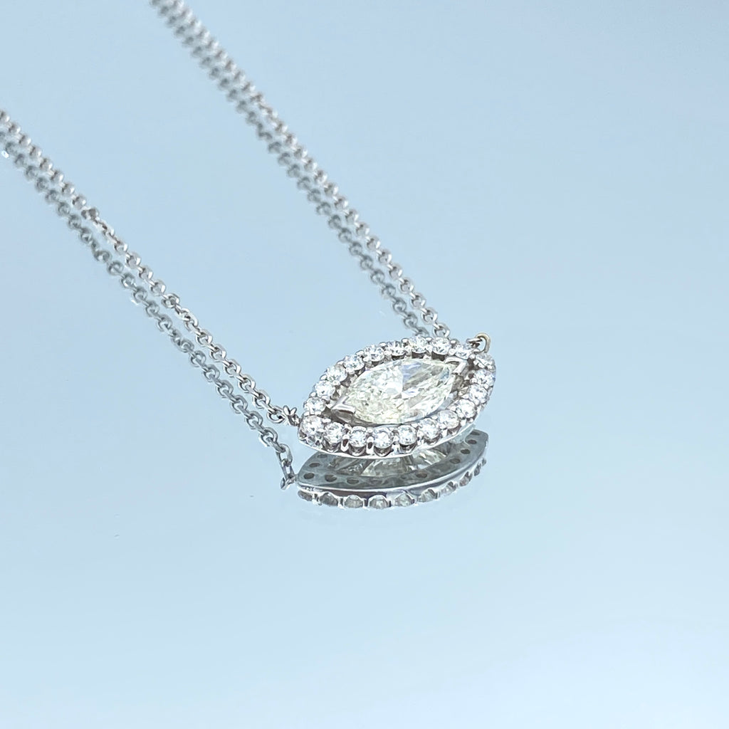 East West Diamond Halo Necklace