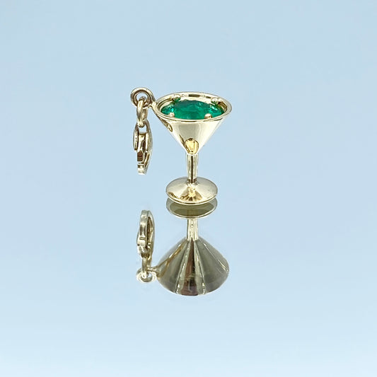 Martini Glass Design Pendant with Emerald in 14K Yellow Gold - L and L Jewelry