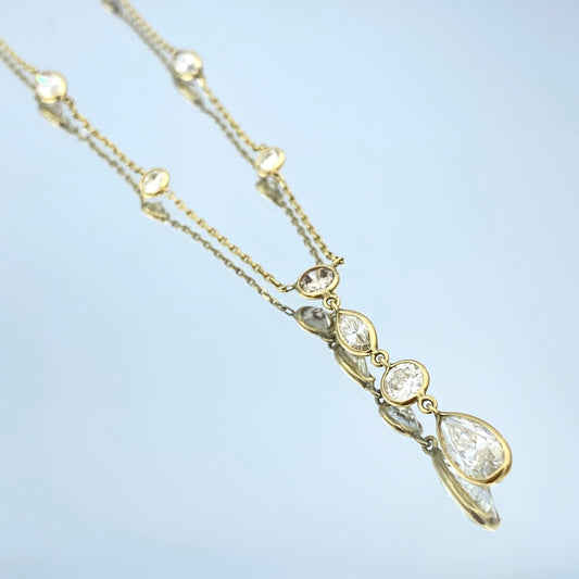 Diamond Lariat Necklace in 14K Yellow Gold - L and L Jewelry