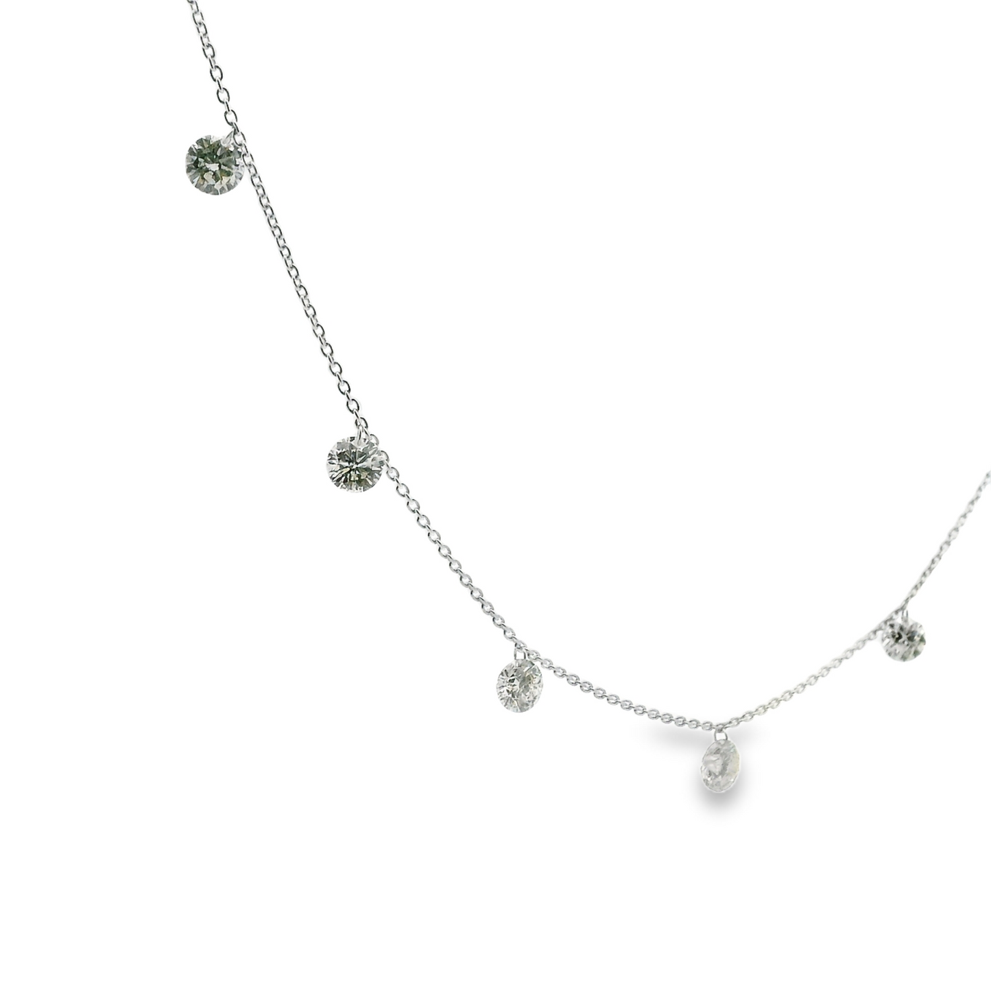 5 Stone Floating Diamond Necklace Chain